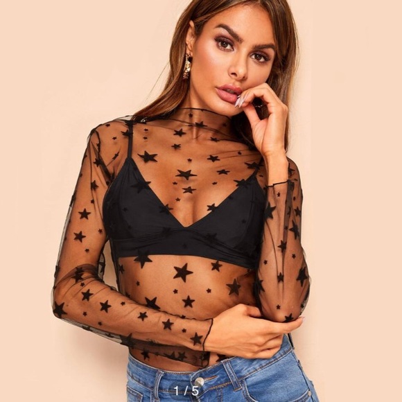 SHEIN Tops - ☼ NWOT Star Mesh Top